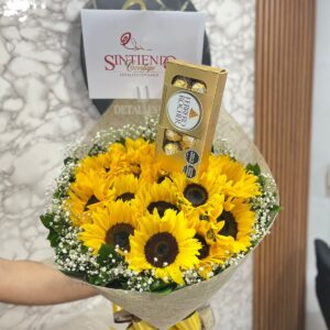 Bouquet de girasoles con Ferrero Rocher