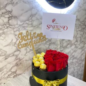 Cilindro con rosas y Ferrero Rocher